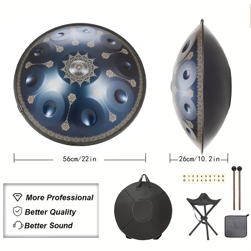 10 Notes Handpan Drum 22 Inch  - đánh giá và giá Musical Instrument With Hand